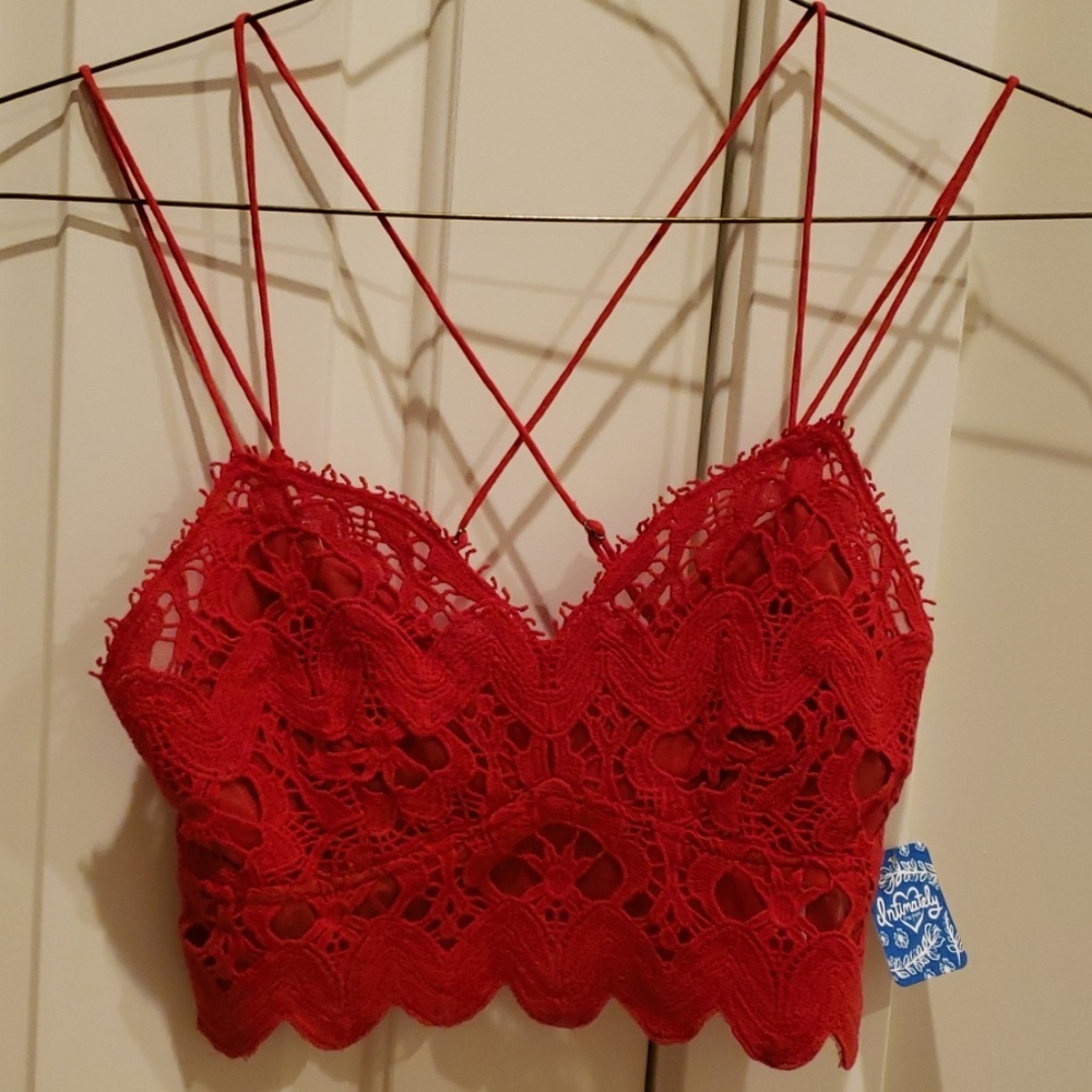 Free People "scarlett" red SMALL bralette